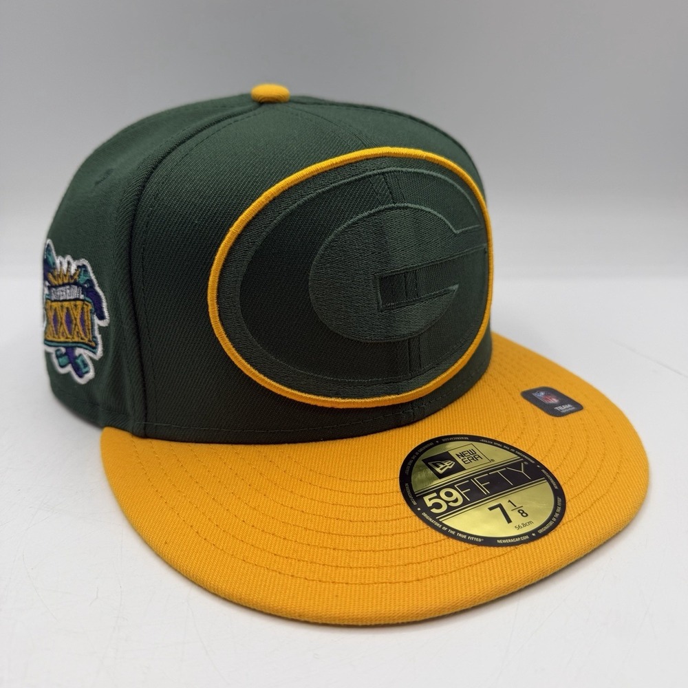 New Era 59Fifty Green Bay Packers Elements Hat Cap Sz 7 1/8 Super Bowl XXXI NFL